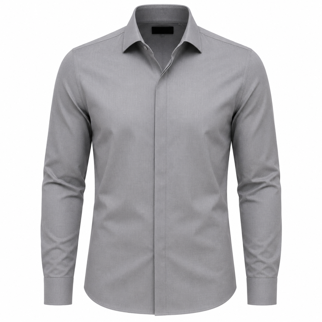 Premium Concealed Placket Dress Shirt – Grey | Halliverton
