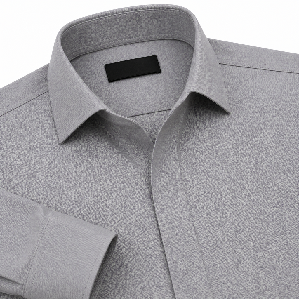Premium Concealed Placket Dress Shirt – Grey | Halliverton