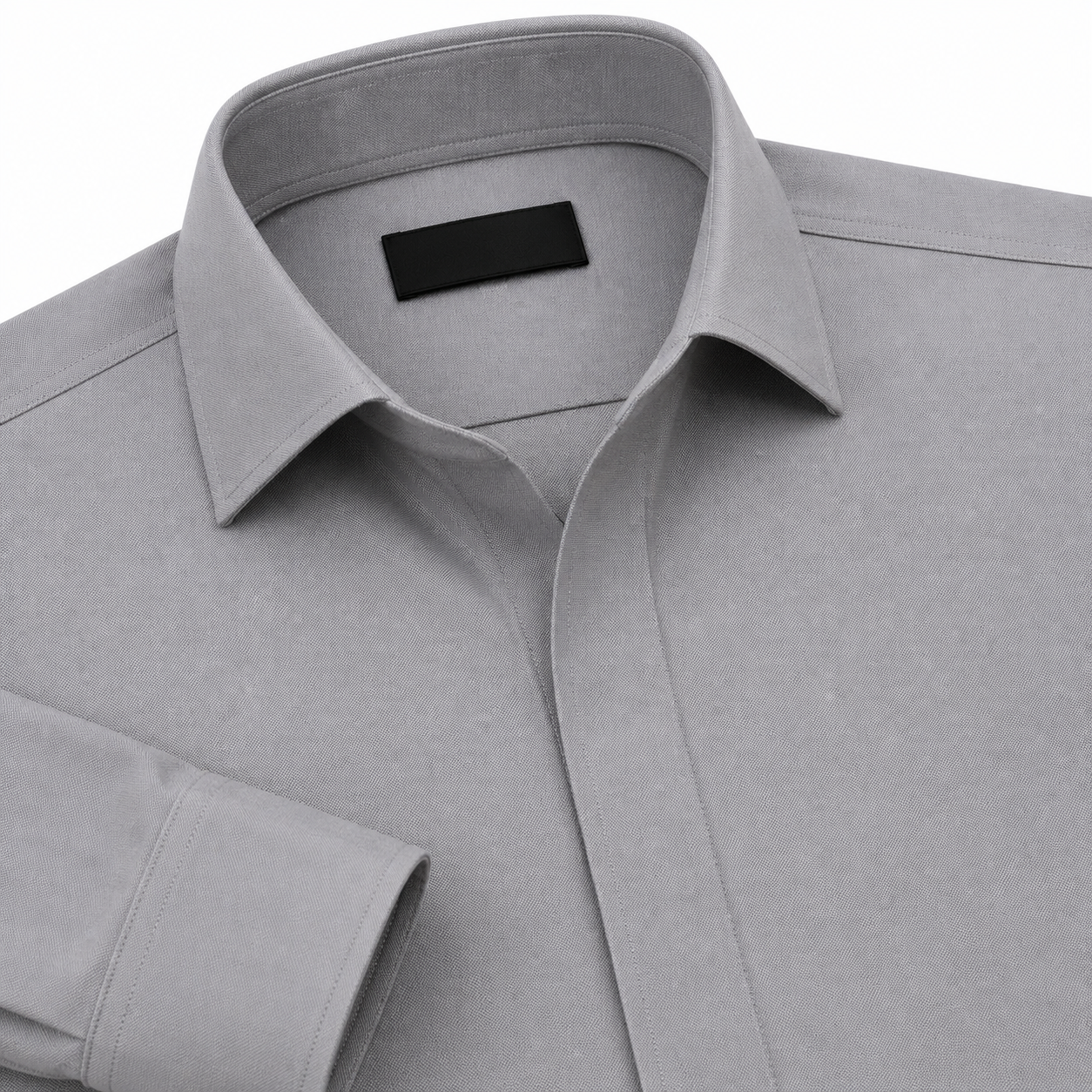 Premium Concealed Placket Dress Shirt – Grey | Halliverton