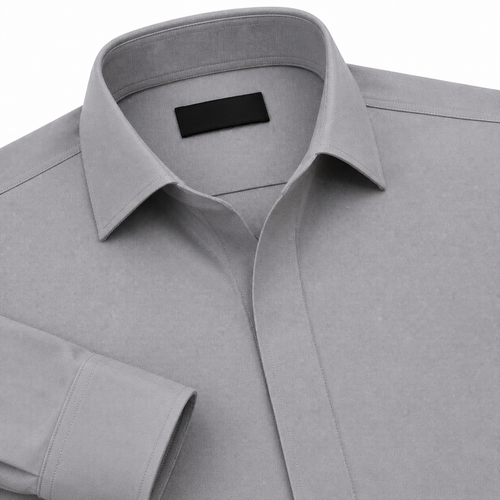 Premium Concealed Placket Dress Shirt – Grey | Halliverton